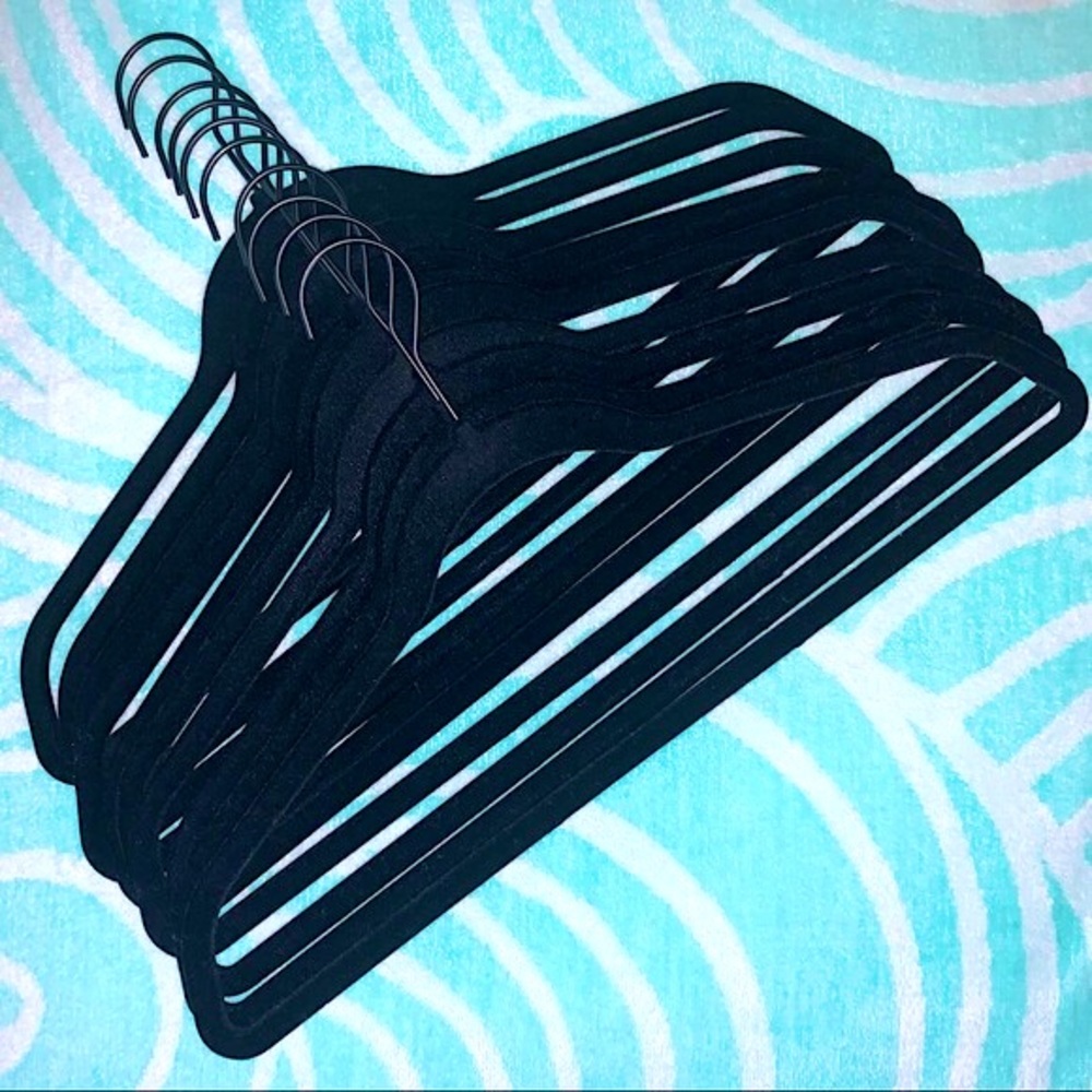 Set (#3) of 10 Black Velvet Hangers Women Clothing